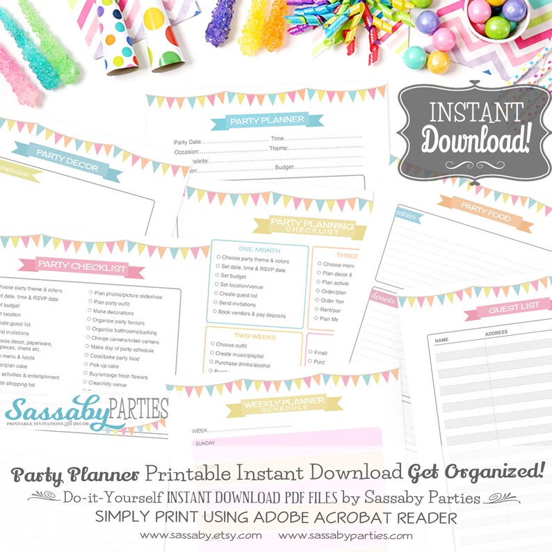 Printable Party Planner 14 Pages Instant Download Etsy