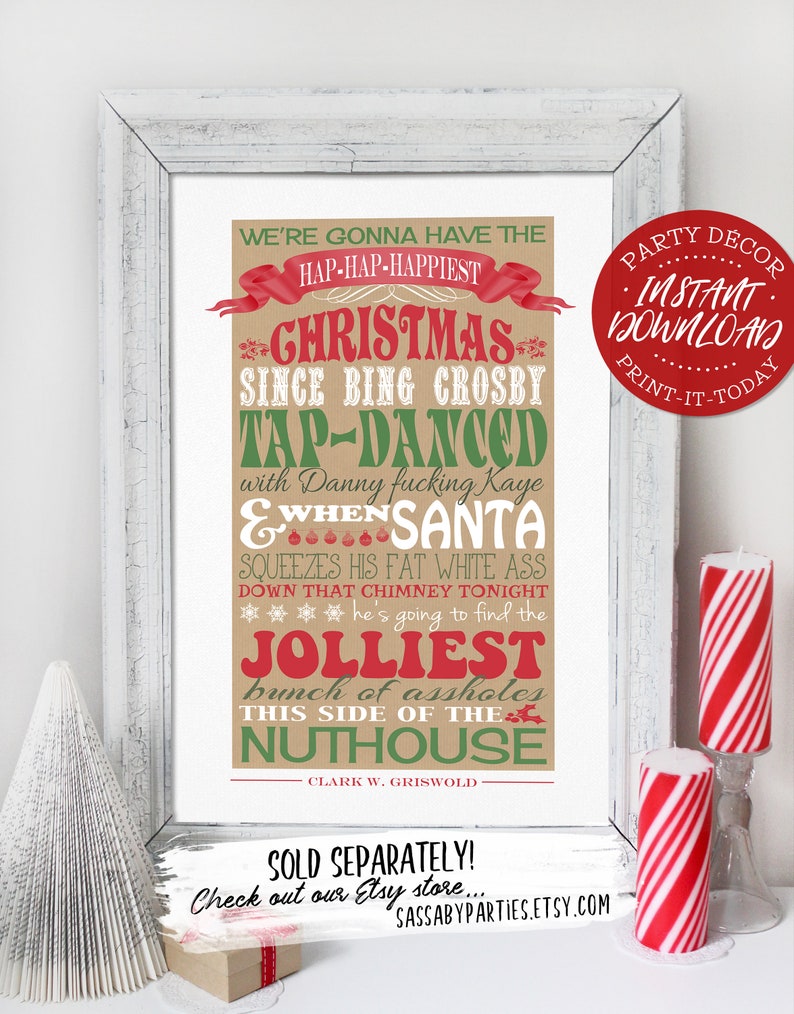 Todd & Margo Weihnachten Poster Set - Weihnachten Urlaub inspiriert - SOFORTIGER DOWNLOAD - Ugly Sweater Style, bedruckbar, Schild, Griswold Familie Bild 5