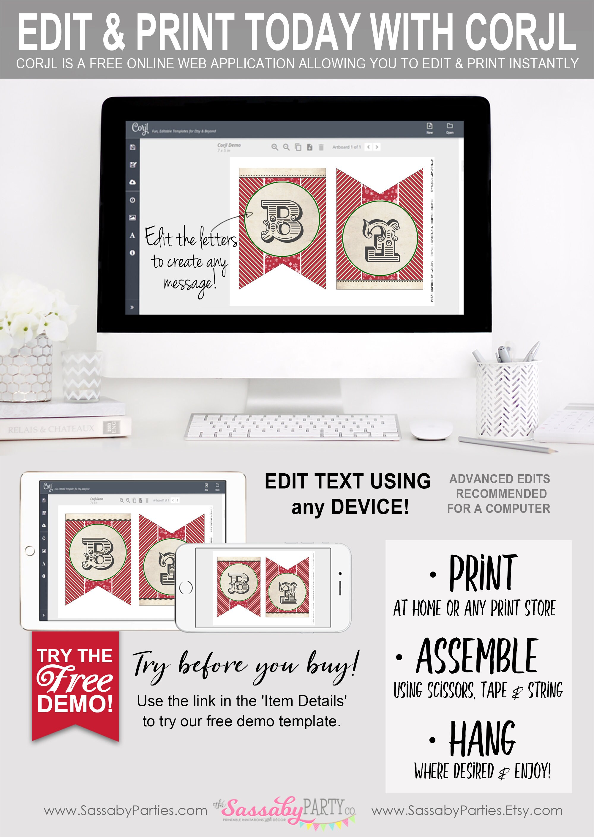 Polar Express Banner RED INSTANT DOWNLOAD Editable & Etsy