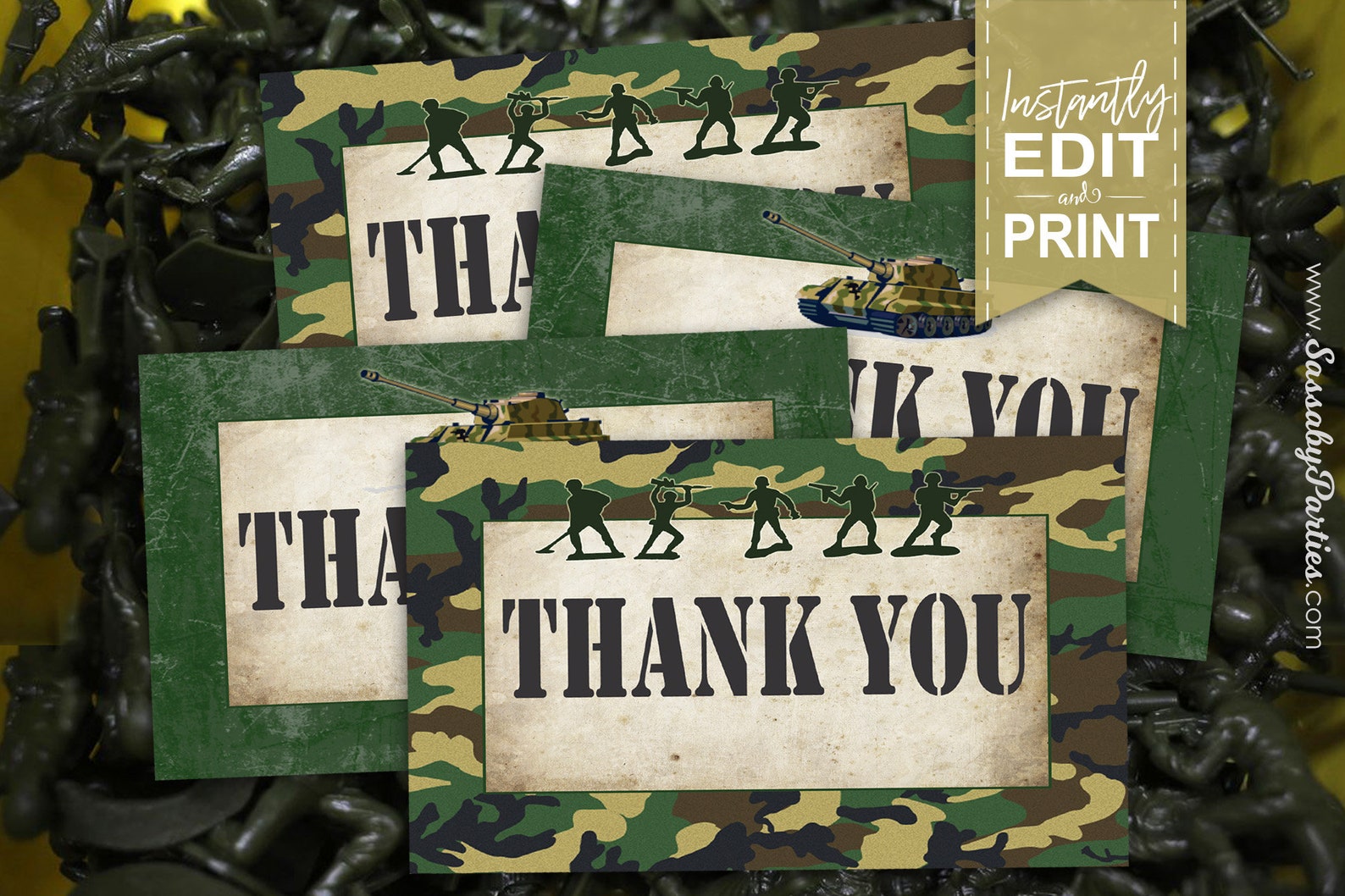 Army Men Thank You Cards INSTANT DOWNLOAD Printable - Etsy UK