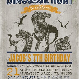 Dinosaur Hunt Invitation, Dinosaurs Invite, Jurassic Partk, T-rex, Raptor, Any Age Birthday Party, Printable, Print Yourself, Instant Download, Editable, Edit Text