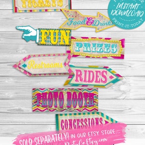 Vintage Carnival Pink Invitation INSTANT DOWNLOAD Edit & Print, Circus, Sideshow, Birthday Party Invite, Come one Come all, Carousel image 5
