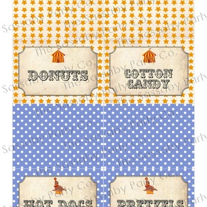 Carnival Circus Party Labels, Food, Candy, Tent Label, Birthday Party Decor, Big Top, Decorations, Edit Yourself, Editable, Stripes, Instant Download, Printable, Print Yourself, Come One Come All