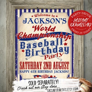 Vintage Baseball Party Etiketten - INSTANT DOWNLOAD - Bearbeitbare & druckbare Geburtstagsfeierdekorationen, Dekor, Essenstisch, Tags, Geschenkkarten Bild 7