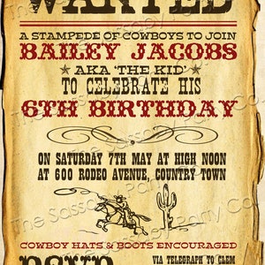 Cowboy, Invitation, Invite, Any Age, Wanted Sign, Poster, Lone Star, Ranger, Texas, Wild West, Edit Text, Editable, Birthday Party, Instant Download, Printable, Print Yourself At Home,