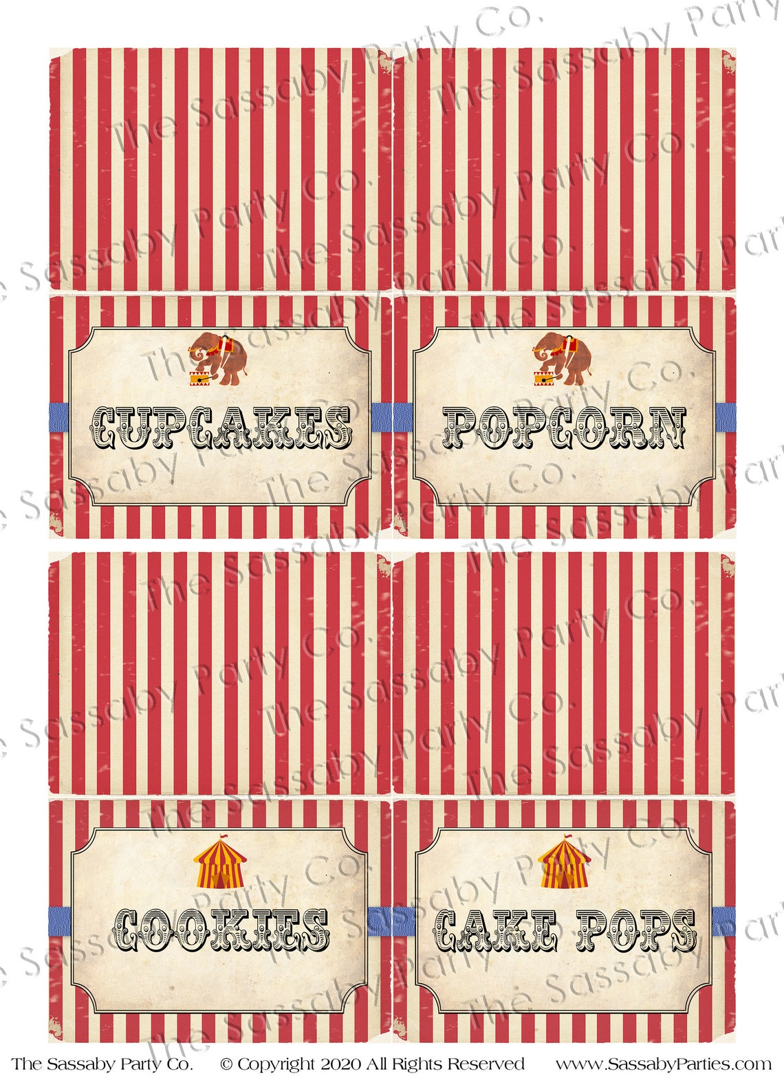 Vintage Circus Party Labels INSTANT DOWNLOAD Editable &amp; - Etsy