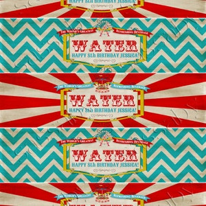 Vintage Carnival Water Bottle Labels - INSTANT DOWNLOAD - Editable ...