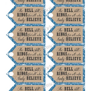 Polar Express Bell Still Rings Party Gift Tags INSTANT DOWNLOAD Blue ...