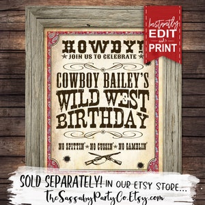 Cowboy WANTED Photo Poster INSTANT DOWNLOAD Partially Editable & Printable Birthday, Western Decorations, Decor, Poster, Reward, Picture image 8