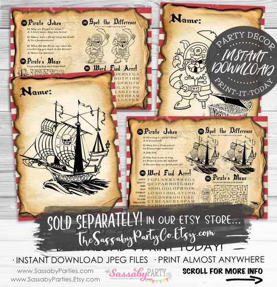 Pirate Party Pack INSTANT DOWNLOAD Editable & Printable Birthday Party  Decorations, Decor, Me Hearties, Treasure, Labels, Water, Food -  Canada