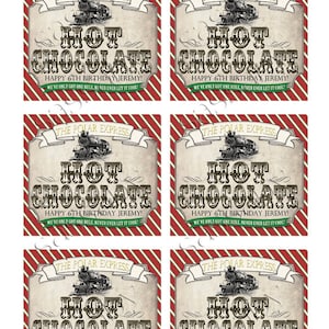 Polar Express Hot Chocolate Labels, Birthday Party Decor, Decorations, Christmas, Xmas, Never Let It Cool, Editable, Instant Download, Printable Birthday, Print Yourself