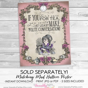 Alice in Wonderland Tea Party Invitation INSTANT DOWNLOAD Partially Editable & Printable, Pink Pastel, Birthday Invite, White Rabbit image 8
