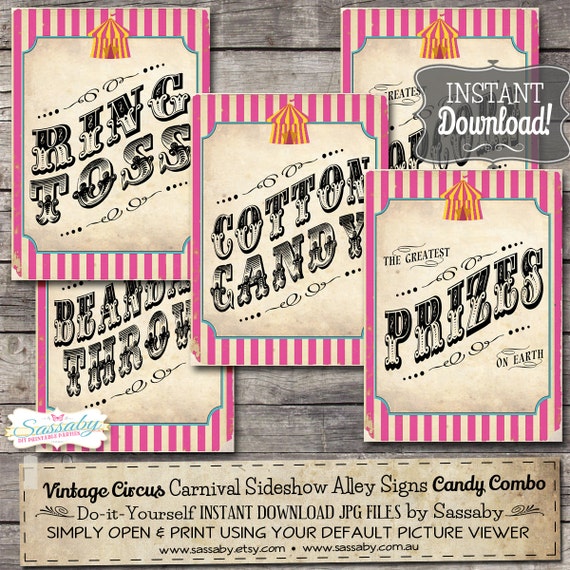 30 Common Circus Sport/Carnival Symptoms Posters - Sweet Combo image regarding Printable Carnival Signs named 30 Classic Circus Video game/Carnival Signs and symptoms Posters - Sweet Combo