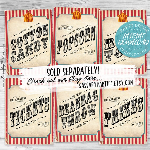 30 Vintage Circus Game/carnival Signs Posters - Candy Combo