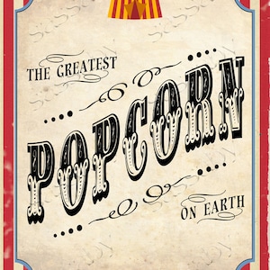 Popcorn Sign, Circus Game Sideshow Alley Poster, Big Top Signs, Photo Booth, Circus, Ring Toss, Cotton Candy, Prizes, Tickets, Stripes, Instant Download, Printable, Print Yourself, 30 Included, The Greatest Show On Earth