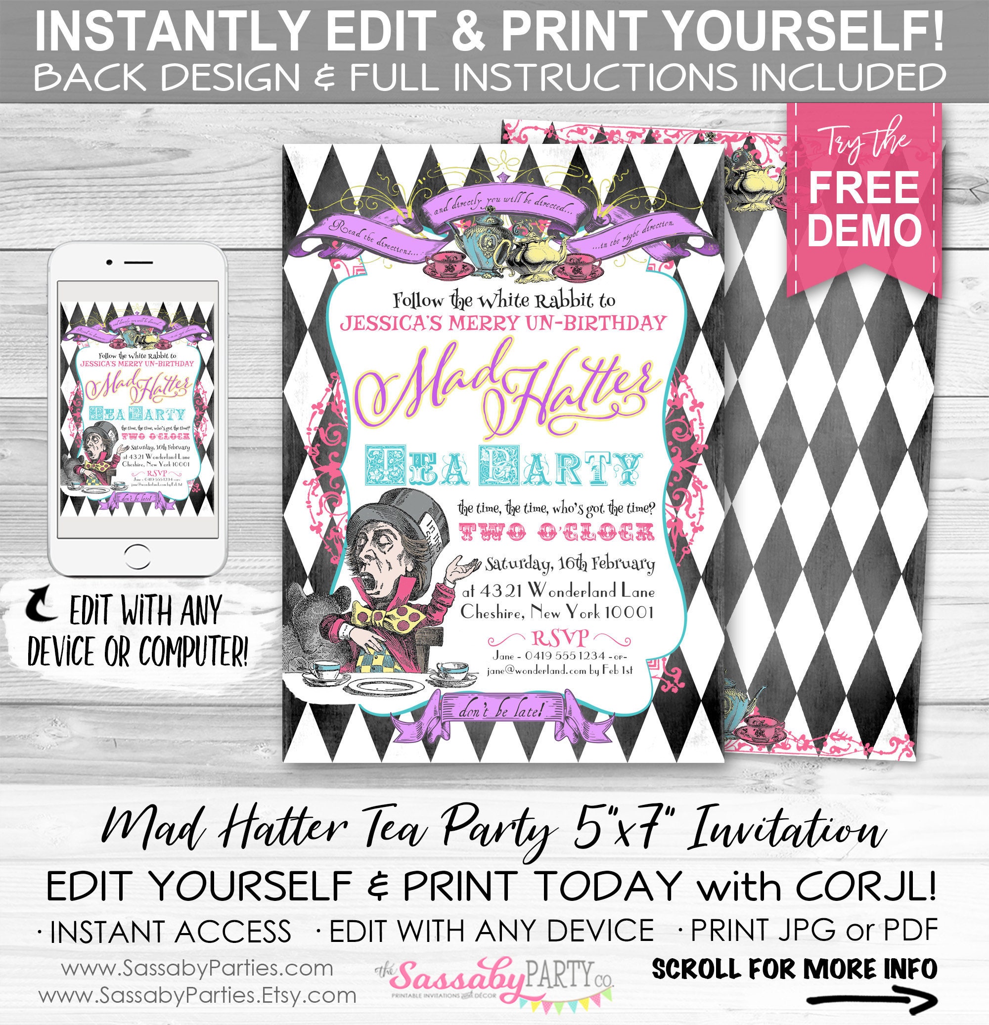 mad-hatter-tea-party-invitation-instant-download-edit-print-yourself-birthday-party-baby-shower-alice-in-wonderland-invite-etsy