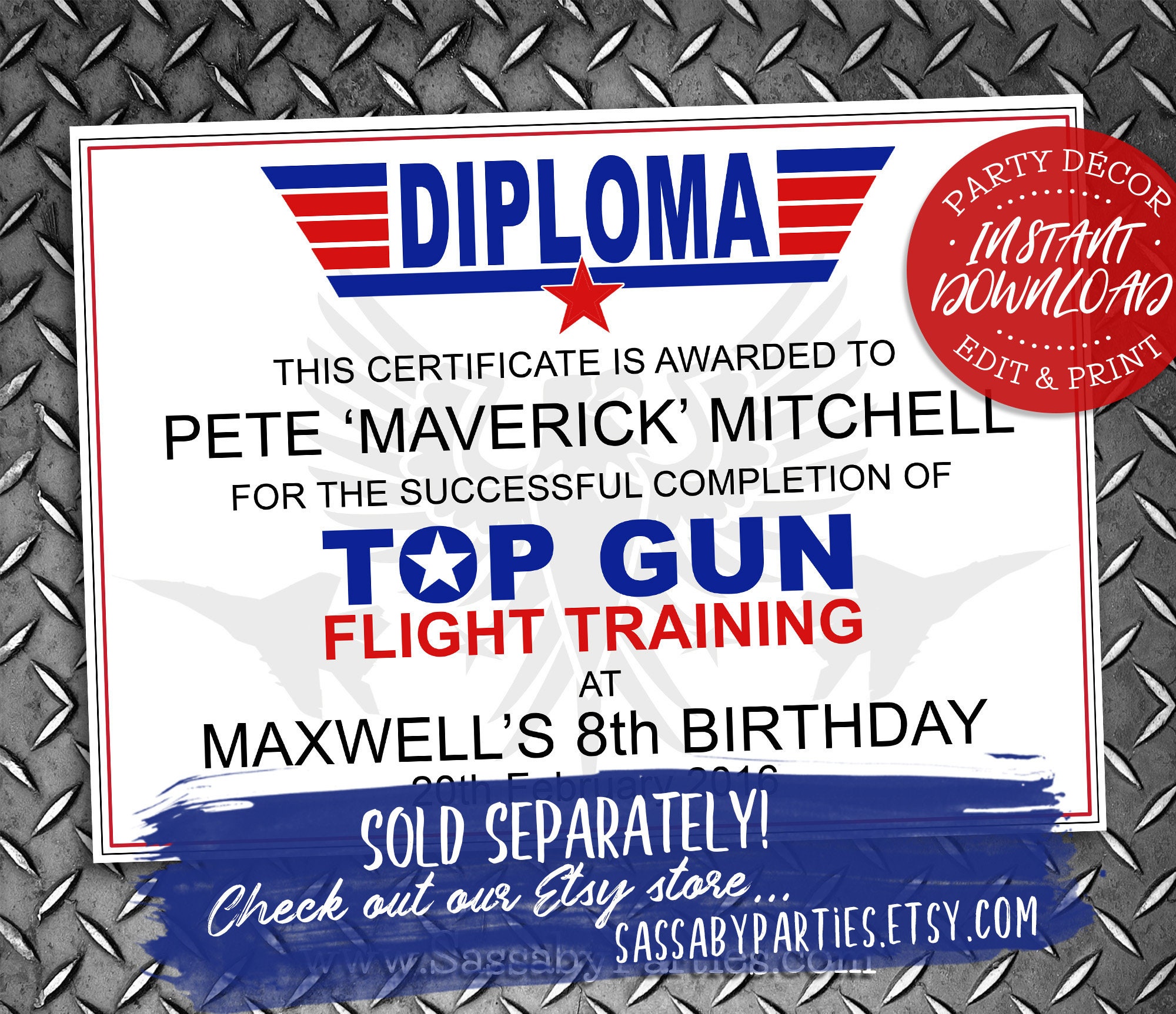 Top Gun Pilot Call Sign Poster INSTANT DOWNLOAD Party Etsy