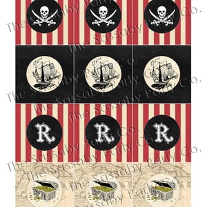 Pirate Cupcake Toppers, Food, Circles, Edit Text, Editable, Jolly Roger, Treasure Chest, Ship, Birthday Party, Decor, Decorations, Printable, Instant Download, Print At Home, Digital Files