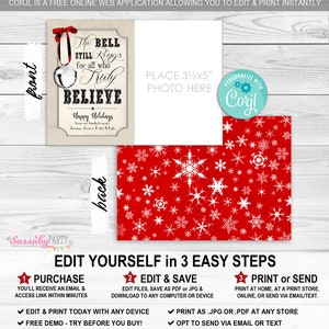 Polar Express Christmas Card - INSTANT DOWNLOAD - Edit & Print, Photo, Picture, Xmas Family Portrait, Printable, Believe, Bell Still Rings image 2