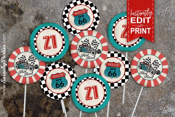 50s-garage-party-circles-favor-tags-cupcake-toppers-instant