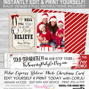 Polar Express Christmas Card - INSTANT DOWNLOAD - Edit & Print, Photo, Picture, Xmas Family Portrait, Printable, Believe, Bell Still Rings image 5