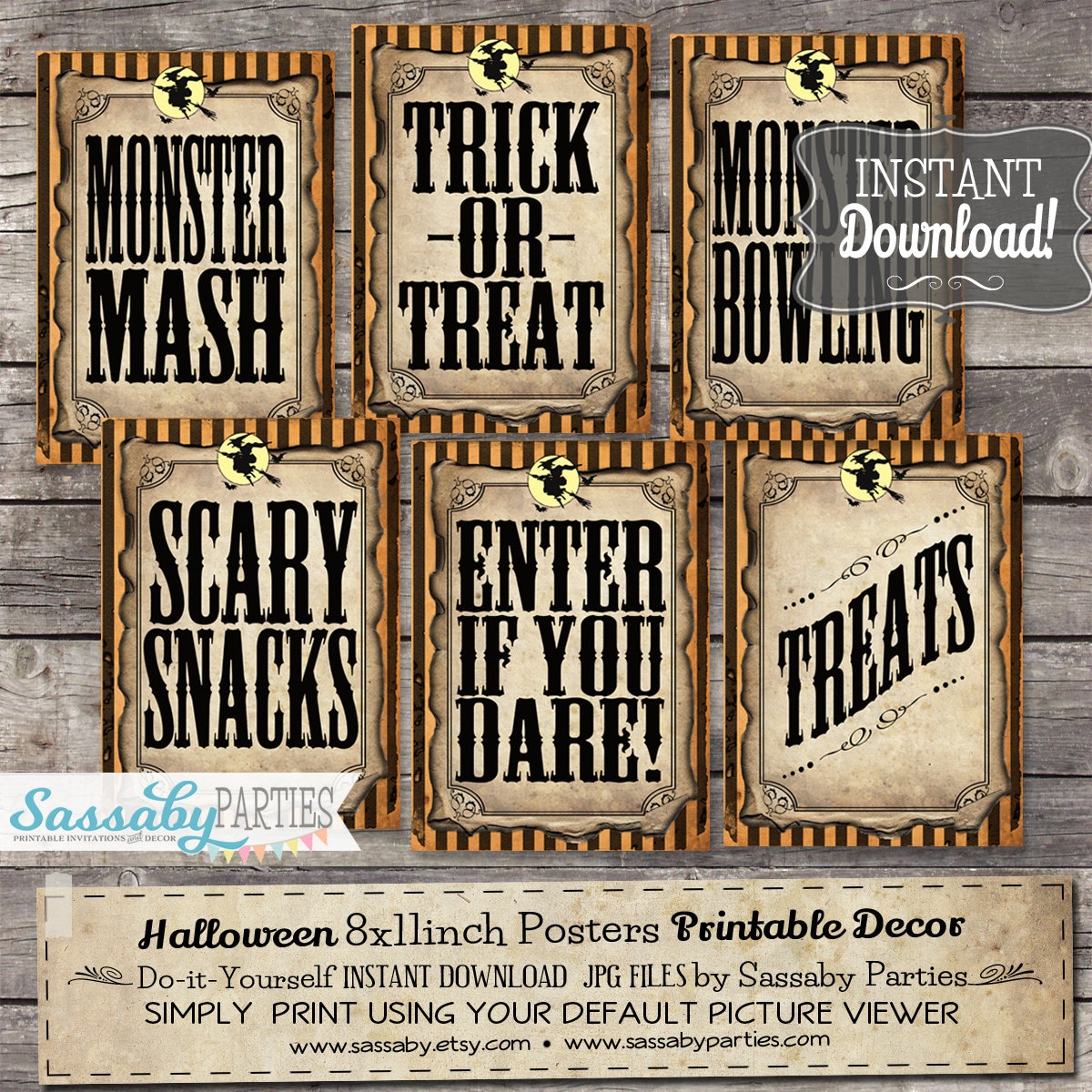 Halloween Party/Game Signs INSTANT DOWNLOAD Trick or | Etsy