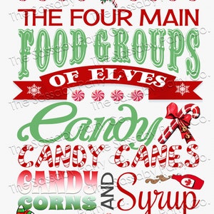 Elf Poster, Four Main Food Groups Elves, Sign Candy Canes, Syrup,  Instant Download, Print Yourself, Printable, Xmas Decorations, Fun Christmas Decor