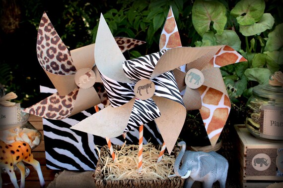 Safari Pinwheels Templates Instant Download Diy Printable