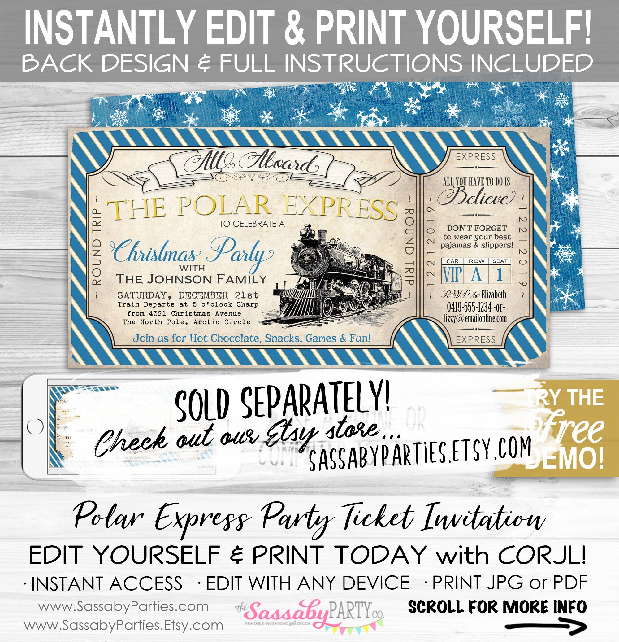 Polar Express Train Tickets INSTANT DOWNLOAD Printable Etsy