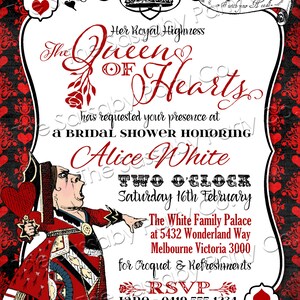 Alice in Wonderland, Red Queen of Hearts, Invitation, Invite, Tea Party, Edit Text, Editable, Printable Birthday Party Decorations, Print Yourself, Instant Download, Decor, Decoration, Print At Home, Digital Files