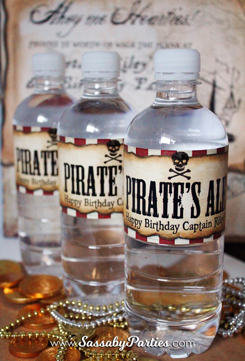 Pirate Water Bottle Labels INSTANT DOWNLOAD Editable & Etsy