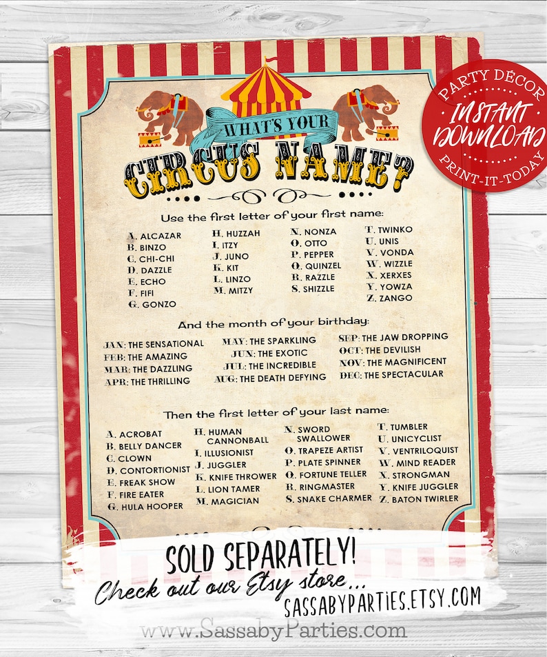 Sold Separately, Whats your Circus Name Poster, See in Store