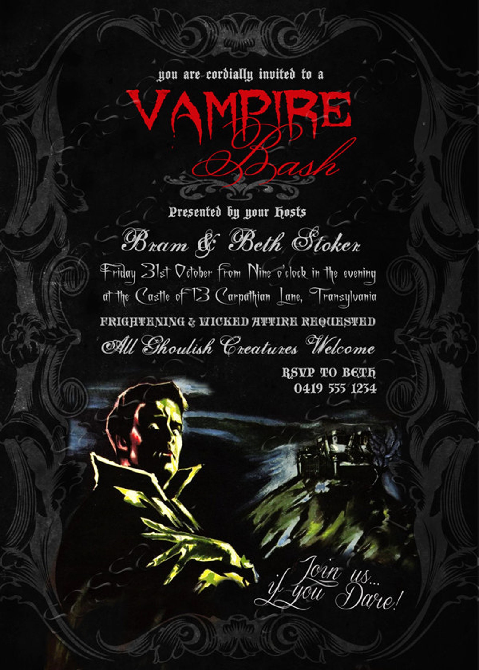 Vampire Party Invitation INSTANT DOWNLOAD Edit & Print Etsy