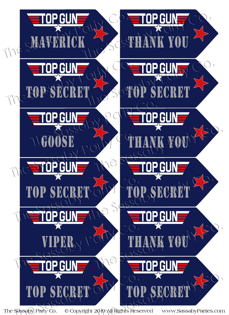 Top Gun Party Tags INSTANT DOWNLOAD Fighter Jet Edit & Etsy