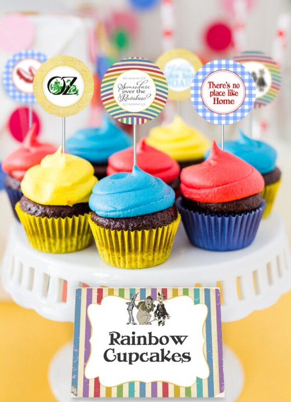 Wizard Of Oz Party Circles Cupcake Toppers Instant Download Etsy