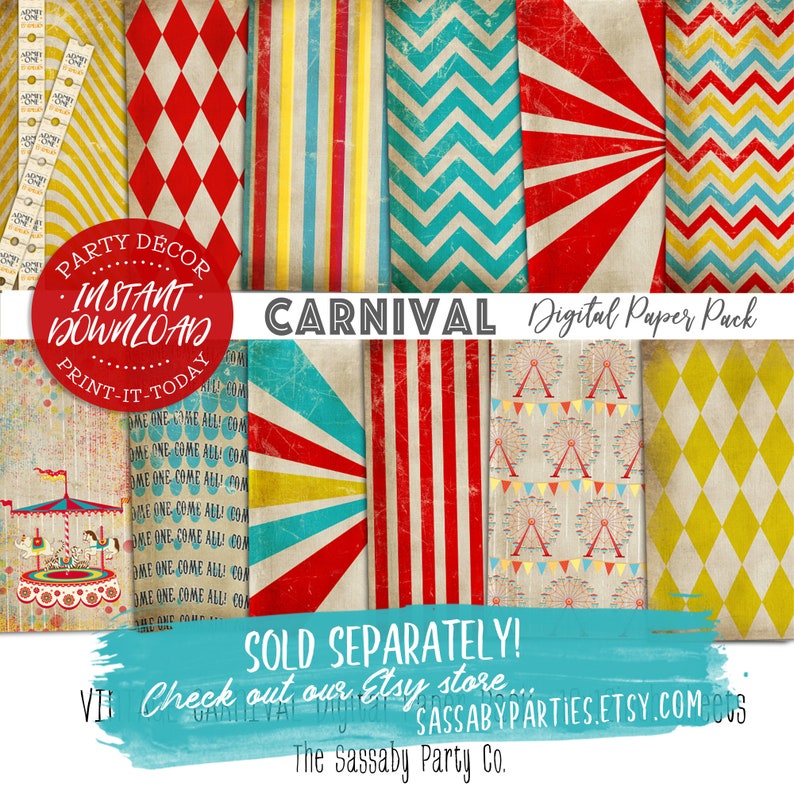 Vintage Carnival Party Banner INSTANT DOWNLOAD Editable, Printable Decoration, Birthday, Circus Decor, Bunting, Edit & Print Yourself image 4