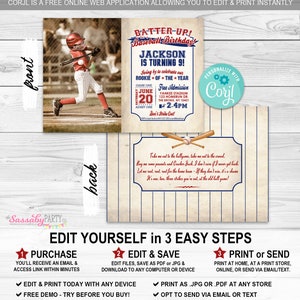 Baseball Photo Invitation, Upload Your Picture Invite, Any Age, All-Star, Edit Text, Editable, Take Me Out To The Ballgame, Play Ball, Home Run, Welcome Sign, Decor, Decorations, Instant Download, Printable, Print Yourself