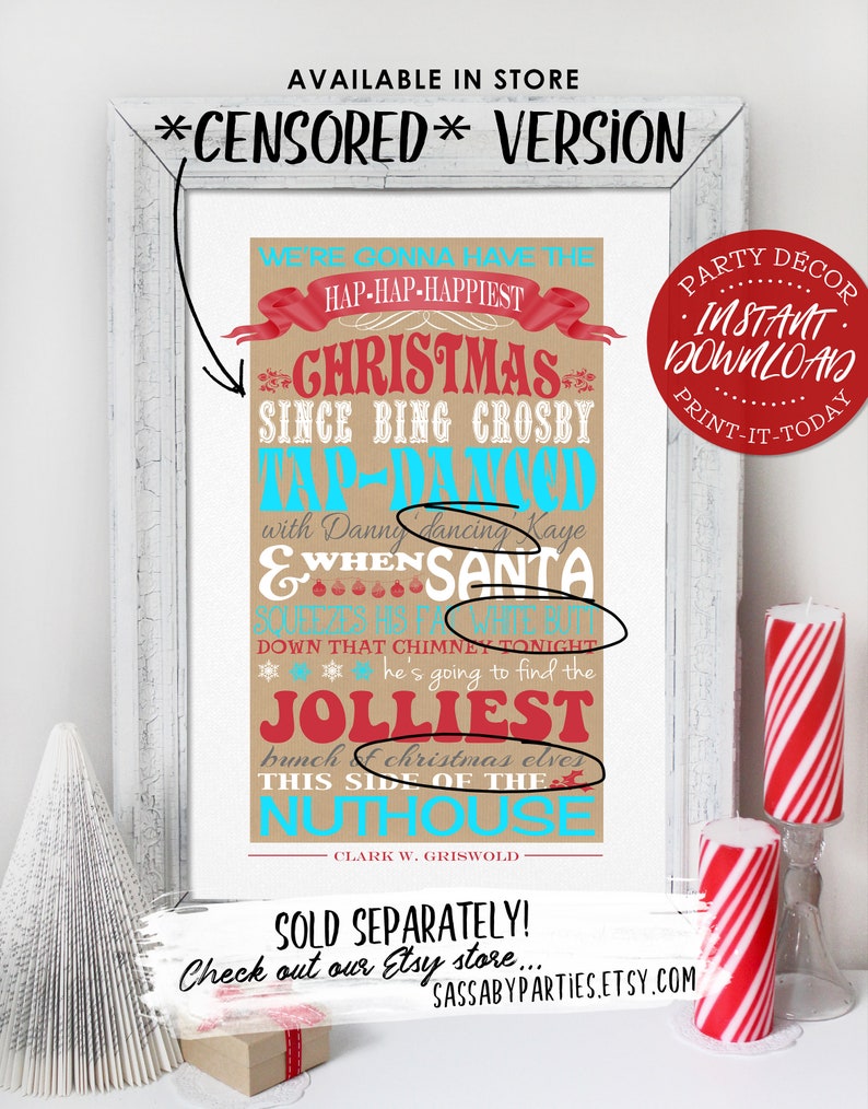 Christmas Vacation Poster INSTANT DOWNLOAD Clark Griswold Quote, Printable, Art Print, Party Decor, Xmas Decoration, Funny, Sign image 3