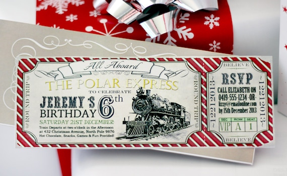 Polar Express BIRTHDAY Invitation Red - INSTANT DOWNLOAD - Partially Editable & Printable Birthday Decorations by Sassaby Parties Il_570xn