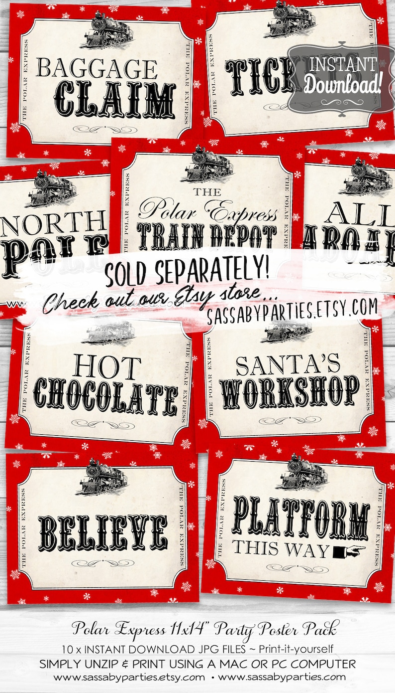 Polar Express Hot Chocolate Pack INSTANT DOWNLOAD Edit & Print, Birthday, Christmas Party Decorations, Decor, Sign, Poster, Refreshments image 8