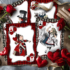 Herzkönigin Riesenkarten - INSTANT DOWNLOAD - Printable Ephemera, Junk Journal, Journaling, Scrapbooking, Alice im Wunderland, Collage