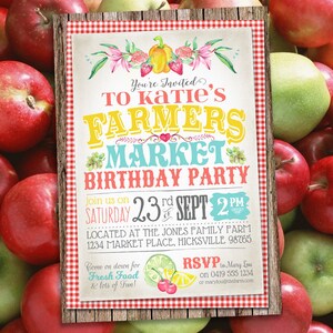 Farmers Market Party Invitation, Invite, Instant Download, Edit Text, Editable, Print Yourself, Printable, Country Stall, Homemade, Farm Fresh, Birthday