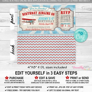 Airplane Birthday Party Invitation, Invite, Edit Text, Editable, Printable, Print Yourself, Instant Download, Plane, Aeroplane, Airline, Birthday, Baby Shower, Decor, Decorations