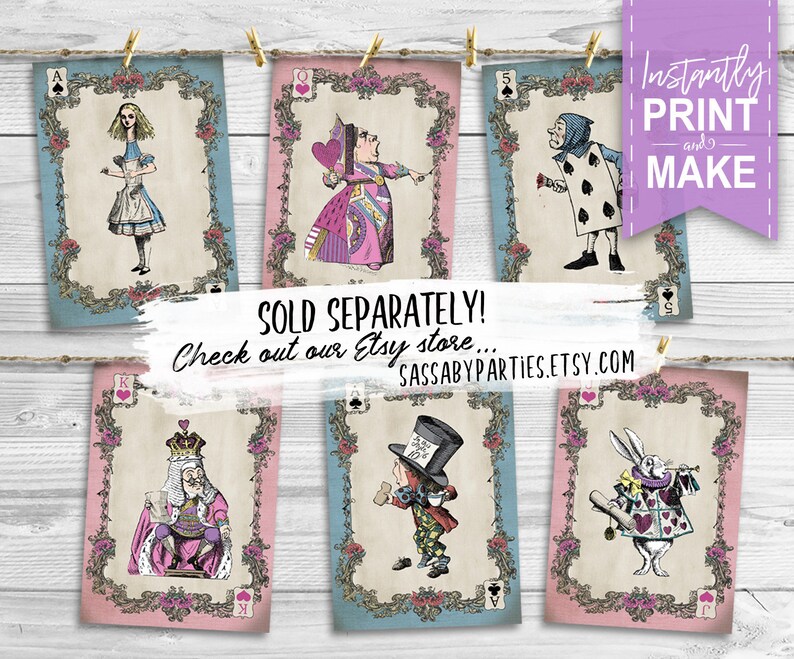Pastel Pink Blue Alice in Wonderland cards sold separately in our online store.