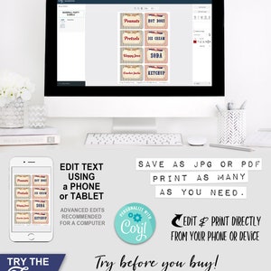 Vintage Baseball Party Etiketten - INSTANT DOWNLOAD - Bearbeitbare & druckbare Geburtstagsfeierdekorationen, Dekor, Essenstisch, Tags, Geschenkkarten Bild 3