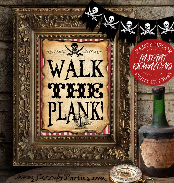 Pirate Walk The Plank Party Sign INSTANT DOWNLOAD Printable pirate-walk-the-plank-party-sign-instant-download-printable