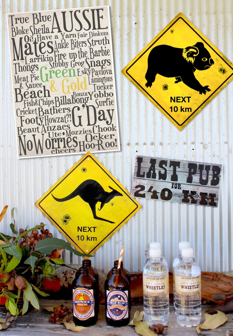 Aussie, Australia Day, Koala, Kangaroo, Flag, BBQ, Outback, True Blue, Printable Birthday Party Decorations, Print Yourself, Instant Download, Sign, Decor, Decoration, Print At Home, Digital Files