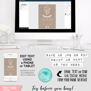 Boho, Dreamcatcher, Feathers, Pastel, Invitation, Invite, Girls, Floral, Pretty, Dreamy, Editable, Edit Text, Printable, Birthday Party, Print Yourself, Instant Download, Print At Home, Digital Files