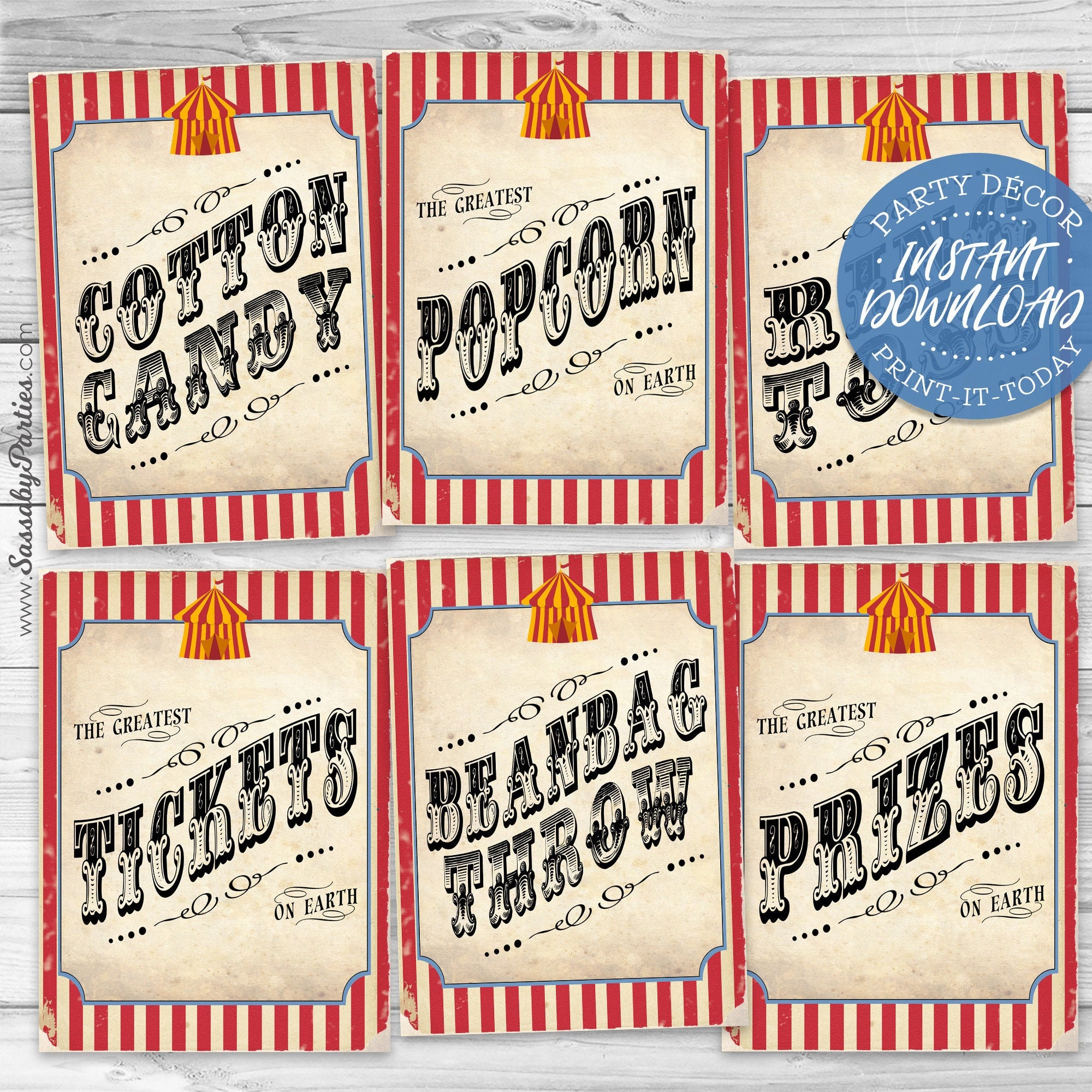 30 Vintage Circus Game/carnival Signs Posters Classic INSTANT DOWNLOAD  Printable, Birthday Party, Carnival Decorations, Sideshow Alley -   Canada