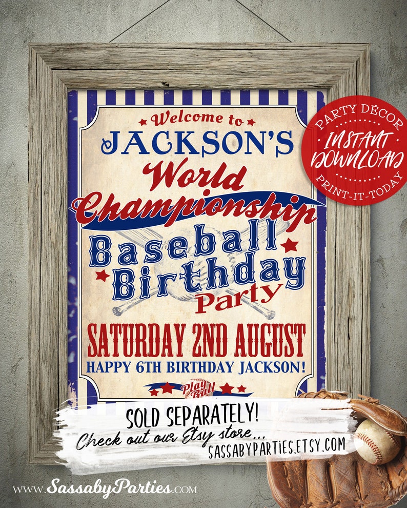 Vintage Baseball Party Banner INSTANT DOWNLOAD Editable & Printable, Birthday Decoration, Decor, Bunting, Ballgame, Baby Shower, Pennant image 4